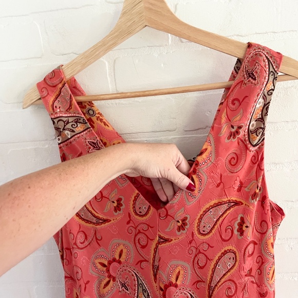 Vintage Y2K Maxi dress Chiffon flowy Coral Fairy Cowl neck Asymmetrical Sz 16 - Picture 11 of 11